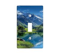 Plaque d'interrupteur paysage de montagne scénique - Scène naturelle verte vive pour décoration d'intérieur - Plaques murales en thermoplastique - Taille standard - Bascule simple inspirée de la