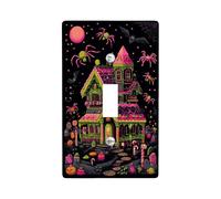 Plaque d'interrupteur pour interrupteur d'Halloween maison hantée, décoration effrayante noire pour accents muraux, plaques murales thermoplastique, taille standard à bascule simple