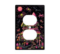 Plaque d'interrupteur pour interrupteur d'Halloween maison hantée, décoration effrayante noire pour accents muraux, plaques murales thermoplastiques, prise duplex simple de taille standard