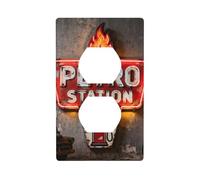 Plaque d'interrupteur rétro en polycarbonate incassable pour station d'essence - Plaque murale sans vis pour la maison et le bureau