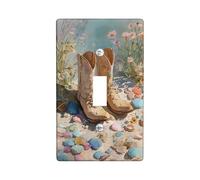 Plaque d'interrupteur rustique en forme de bottes de cowboy - Beige - Décoration de ferme pour accessoires de maison - Plaques murales en thermoplastique - Bascule simple de taille standard