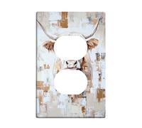 Plaque d'interrupteur rustique en forme de vache - Beige et marron - Motif ferme pour décoration murale - Plaques murales en thermoplastique - Prise duplex simple de taille standard