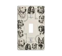 Plaque d'interrupteur simple en forme de chien - Cadre vintage classique - Sans plastique beige - Taille standard - Décoration pour la maison, le salon, l'appartement (simple)