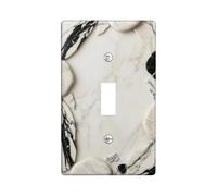 Plaque d'interrupteur simple en marbre - Texture de pierre moderne et élégante - Sans plastique blanc - Taille standard - Décoration pour la maison, le salon, la chambre à coucher, la salle de bain