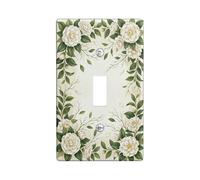 Plaque d'interrupteur simple pour salle de bain - Motif floral élégant - Feuille de vigne - En plastique blanc - Taille standard - Décoration pour chambre à coucher, bureau, cuisine, entrée (simple)