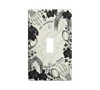 Plaque d'interrupteur simple pour salle de bain, style gothique, élégant, orchidée, Halloween, en plastique noir, taille standard, pour nouvel appartement, maison, chambre à coucher, bureau (simple)