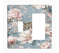 Plaque d'interrupteur tortue florale - Motif pivoine bleue douce pour décoration d'intérieur - Plaques murales en thermoplastique - Taille standard