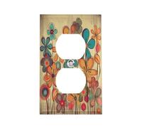Plaque d'interrupteur vintage motif fleurs en acier inoxydable durable incassable bord moderne plaques murales décoratives duplex pour chambre à coucher, cuisine, maison