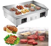 Plaque électrique Commerciale, Plaque chauffante en Acier Inoxydable de 28,8 Pouces avec Double Thermostat réglable et Plateau de Drain Gras, Barbecue antiadhésif pour la Cuisine de la Maison