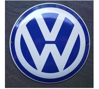 Plaque émaillée - Volkswagen - Mini plaque - Logo VW - Rond - Vintage - 12 cm