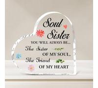 Plaque en acrylique avec citation en forme de cœur pour femme, cadeau d'anniversaire, de Noël, avec citation « Soul Sister Of My Soul The Friend »