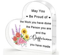 Plaque en acrylique en forme de cœur avec motif floral et mots encourageants, cadeau unique pour collègue, amie, infirmière, enseignante, patron, maman