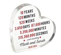 Plaque en acrylique en forme de cœur pour 10e anniversaire de mariage pour couples, mari, épouse, lui, elle, cadeaux personnalisés pour dixième 10e anniversaire, 10 ans ensemble, dix ans de mariage