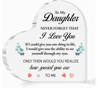 Plaque en acrylique en forme de cœur pour fille, cadeau de la part de maman et papa, panneau décoratif de bureau, inscription « Never Forget That I Love You » - Cadeau d'anniversaire pour fille de la