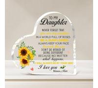 Plaque en acrylique en forme de cœur pour maman, décoration de bureau pour fille, inscription « Never Forget That You Are My Sunshine »