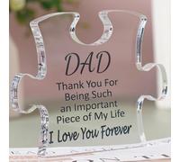 Plaque en acrylique pour fête des pères, anniversaire, 12,6 x 10 cm, cadeau commémoratif pour papa de la part de sa fille et de son fils