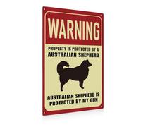 Plaque en aluminium 743 - Panneaux d'avertissement pour propriété - Décoration murale style ferme - Propriété protégée par un Berger Australien - Plaque en aluminium 20 x 30 cm (8 x 12 pouces) - pou