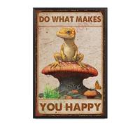 Plaque en aluminium avec cadre en métal « Do What Makes You Happy For » - Décoration amusante pour maison, bar, pub, café, chambre - 20,3 x 30,5 cm
