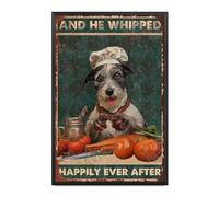 Plaque en aluminium avec cadre en métal et inscription « And She Whipped Happily Ever After For Garage Man » - Décoration murale - 20,3 x 30,5 cm