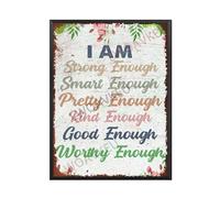 Plaque en aluminium avec cadre en métal « I Am Strong Enough For Home » - Décoration murale pour bars, restaurants, cafés, pubs - 20,3 x 30,5 cm