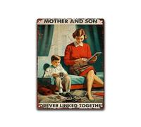Plaque en aluminium « Mother and Son Forever Linked Together » pour décoration de maison, porte, jardin, bars, restaurants, cafés, bureau, magasin, club, 20,3 x 30,5 cm