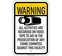 Plaque en aluminium Recorded On Video To Aid Prosecution Crime - 20,3 x 30,5 cm