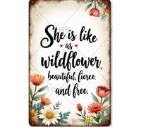 Plaque en aluminium « She is Like A Wildflower Beautiful Fierce and Free » - 30,5 x 20,3 cm