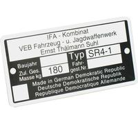 Plaque en aluminium SR4/1