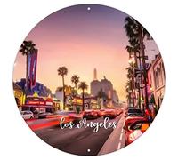 Plaque en aluminium USA City Los Angeles - City américaine en Californie - Cadeau souvenir de paysage urbain - Pour porche d'entrée, chambre à coucher - 22,9 x 22,9 cm - Cadeau de pendaison de