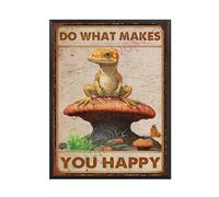 Plaque en aluminium vintage avec cadre en métal « Do What Makes You Happy For » - Décoration pour maison, porte, jardin, bars, restaurants, cafés, bureau, magasin, club - 20,3 x 30,5 cm