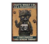 Plaque en aluminium vintage avec cadre en métal « That's What I Do I Am A Photographer I Take Photos And I Know Things For Cafes Bar Shop » - 20,3 x 30,5 cm