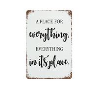 Plaque en aluminium vintage avec inscription « A Place for Everything, Everything in Its Place » - Décoration murale - 30,5 x 20,3 cm
