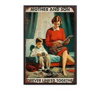 Plaque en aluminium vintage « Mother and Son Forever Linked Together » pour décoration murale de maison, chambre, garage, cadre en métal, 20,3 x 30,5 cm