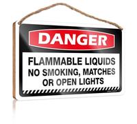 Plaque en bois à base de bois à suspendre pour porte - Crochet préinstallé - Décoration d'intérieur de ferme | Station de table de bar à café, de bar, de liquides inflammables, ne pas fumer