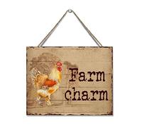 Plaque en bois à suspendre en forme de coq de ferme - Style rustique - Décoration de chambre à coucher et de salon - 20,3 x 25,4 cm
