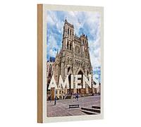 Plaque en bois | Amiens | France | Décoration nostalgie | 12 cm x 18 cm