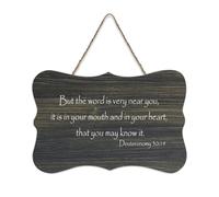 Plaque en bois « But The Word Is Very near You, in Your Mouth And in Your Heart, That You May Obser » - 15,2 x 25,4 cm - Décoration murale en bois pour porte d'entrée, salon, cuisine