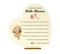 Plaque en Bois Cadeau Belle Mère pour Fête des Mères et Anniversaire - Idée Cadeau Belle Maman pour Noël