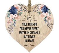 Plaque en bois clair forme de cœur avec inscription anglais « True Friends » - Cadeau d'anniversaire idéal votre meilleure amie Accessoires décoratifs faits à la main citations Noël et Père secret