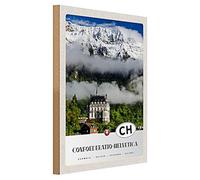 Plaque en bois - Confoederatio Helvetica - Suisse - Nostalgie - 30 cm x 40 cm