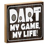 Plaque en bois | Dart My Game | My Life | Style rétro | 18 cm x 12 cm
