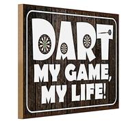 Plaque en bois | Dart My Game | My Life | Style rétro | 40 cm x 30 cm