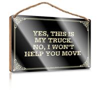 Plaque en bois décorative pour étagères - Surface peinte et inscription « Please Knock » - Accessoire de bureau pour bureau pour oui, This Is My Truck.no, I Won't Help You Move