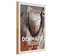 Plaque en bois | Denmark | Hygge | Café et confort | 30 cm x 40 cm