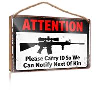 Plaque en bois d'extérieur pour porche Attention : Please Carry Id So We Can Notify Next Of Kin. Affiches et impressions pour bar à domicile (20 x 30 cm)