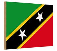 Plaque en bois | Drapeau de Saint-Christophe-et-Nevis | Décoration | 20 cm x 30 cm