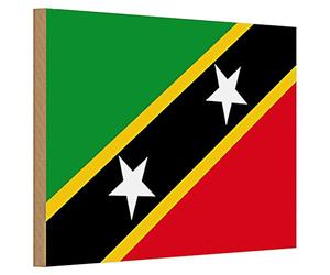 Plaque en bois | Drapeau de Saint-Christophe-et-Nevis | Décoration | 20 cm x 30 cm