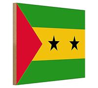 Plaque en Bois | Drapeau de São Tomé et Príncipe | Décoration | 40cmx30cm