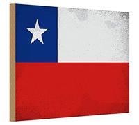 Plaque en bois | Drapeau du Chili | Look vintage | Décoration | 20 cm x 30 cm