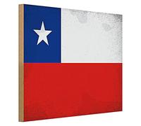 Plaque en bois | Drapeau du Chili | Look vintage | Décoration | 40 cm x 30 cm